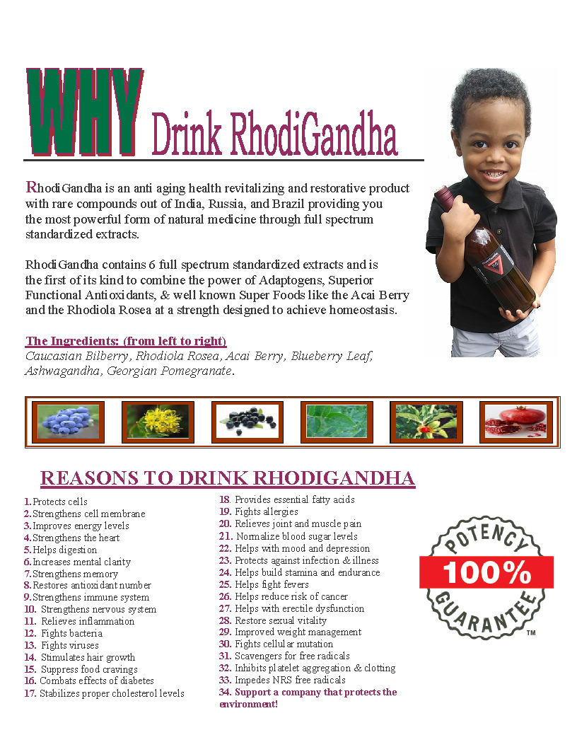 1 Healthy Drink - RhodiGandha on Best In Search | Atlanta Ga | Charles Patrick - Local Distributor | (404) 795-2116 | RhodiGandha is an all natural health & wellness beverage. Our customers are raving about it, love it, and can't get enough of it!